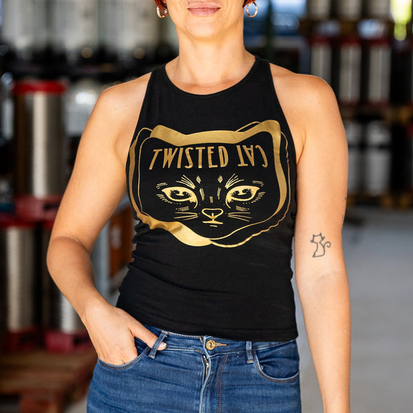 Twisted Cat – Tanktop in Schwarz und Gold