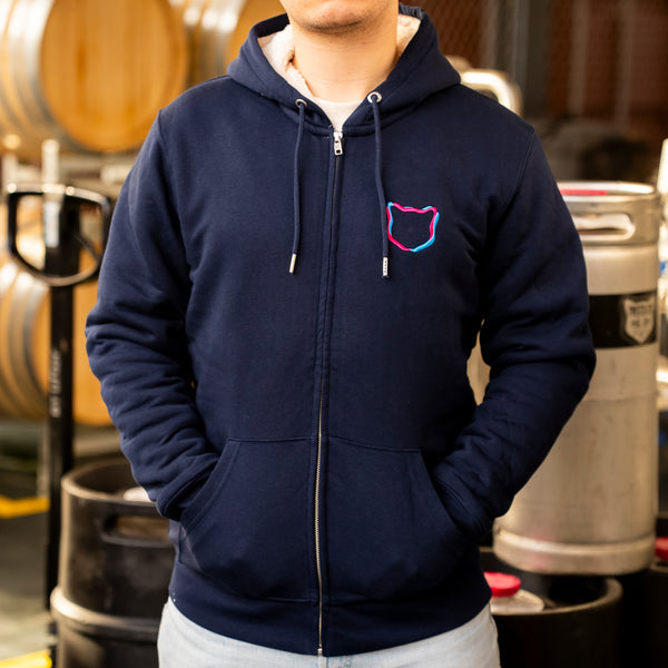 Twisted Cat Sherpa-Lined Zip Hoodie